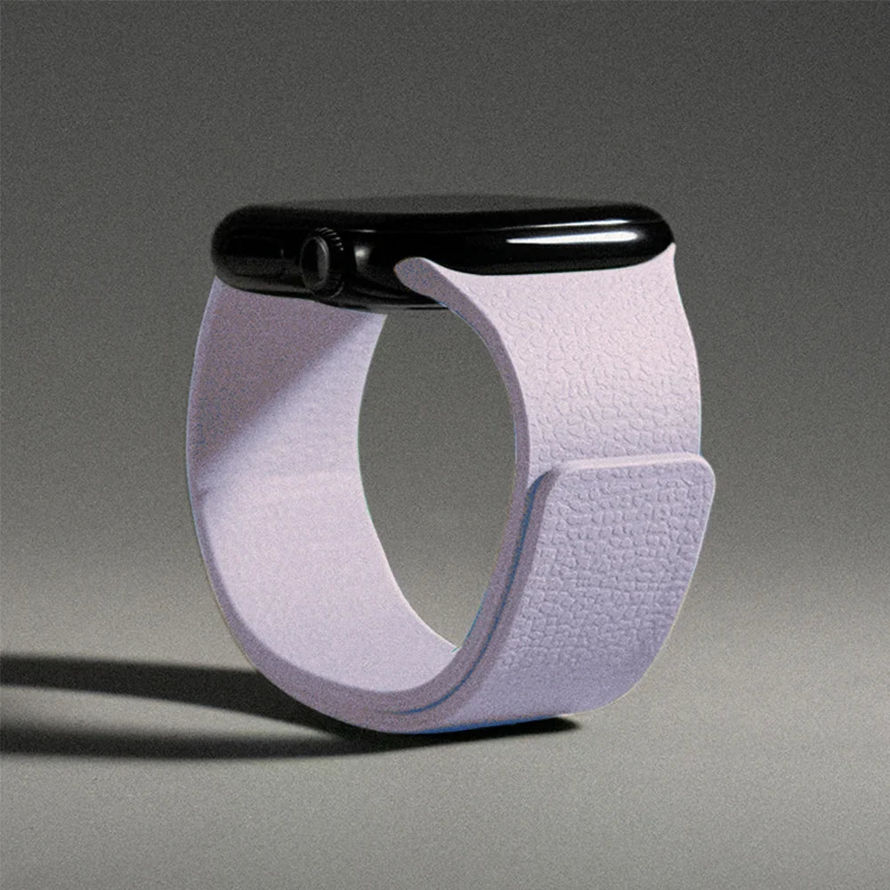 Magnetic silicone replacement band for Apple Watch in purple