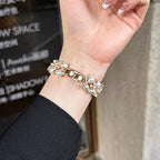 Replacement Apple Watch band in gold rhinestones and pearls