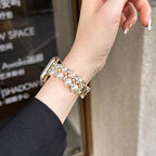 Replacement Apple Watch band in gold rhinestones and pearls and pearls