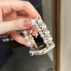 Replacement Apple Watch band in gold rhinestones and pearls and pearl