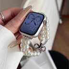Replacement Apple Watch band in white rhinestones and pearls