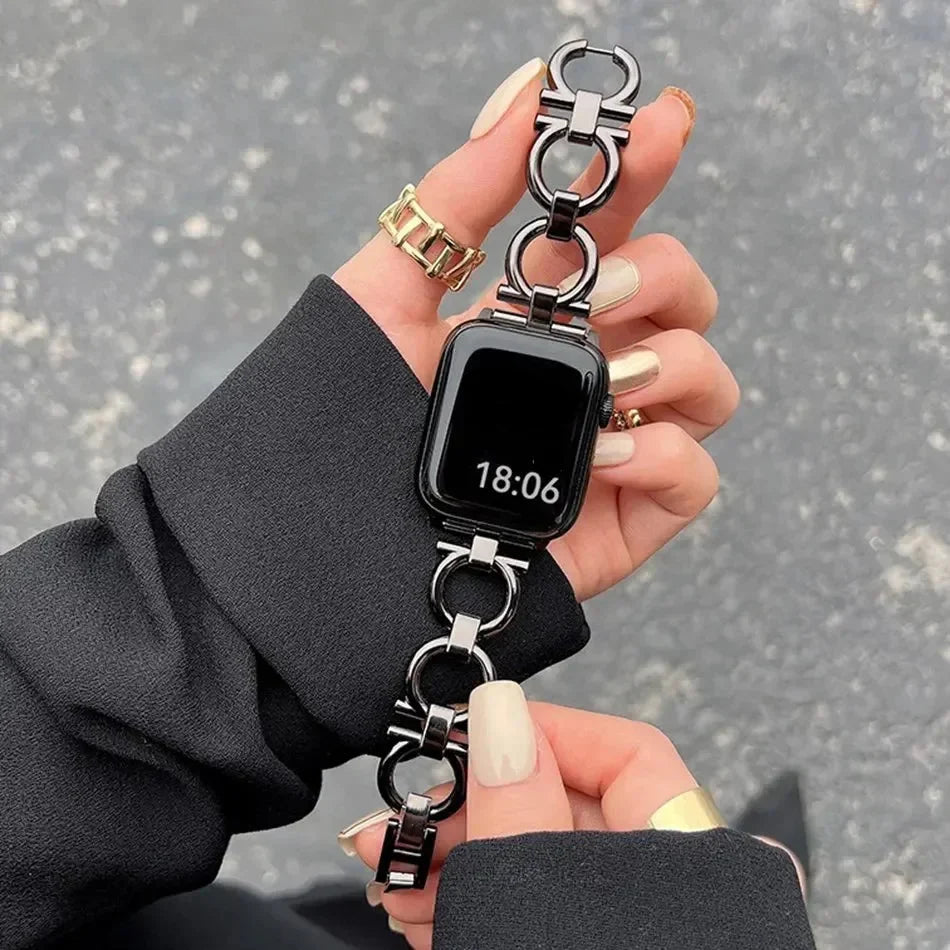 Black replacement band for Apple Watch for women