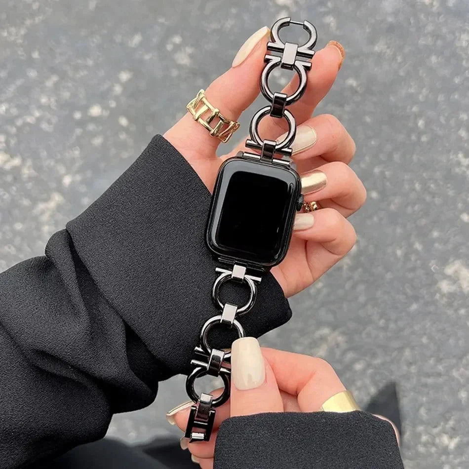 Black replacement band for Apple Watch for women
