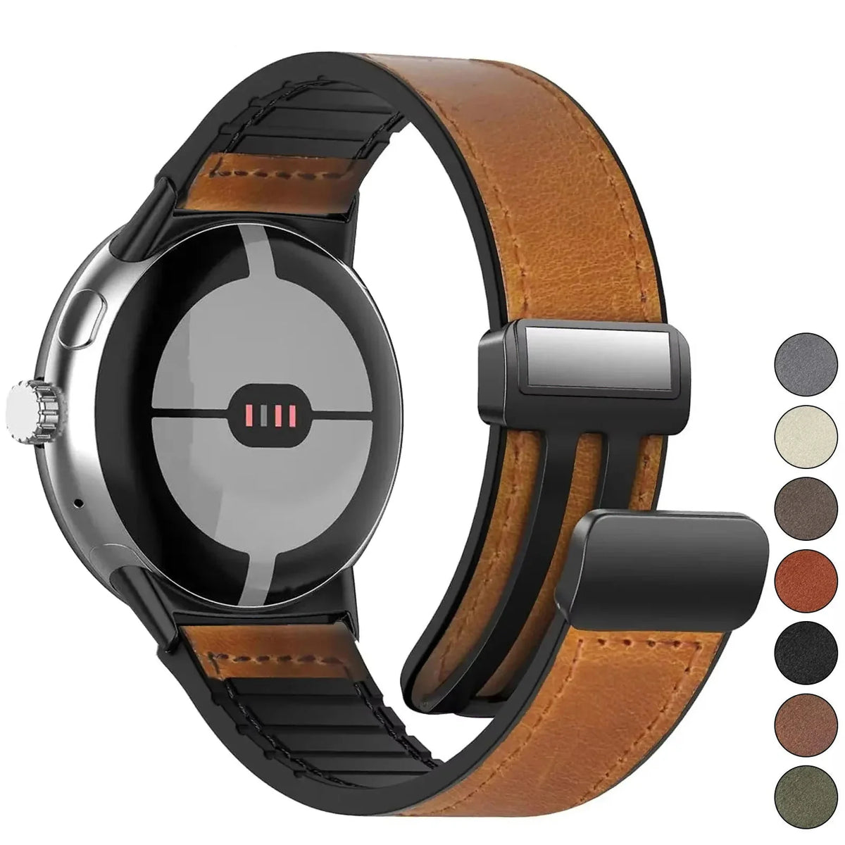 Replacement band for Google Pixel Watch 1, 2, 3, 4, 41 mm, 45 mm, brown leather 
