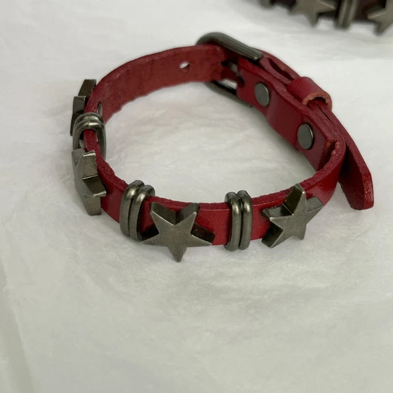 Vintage Style Bracelet with Red Stars