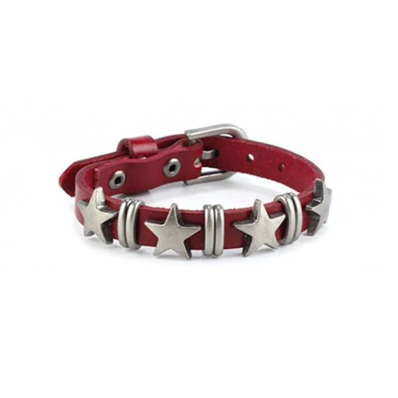 Vintage Style Bracelet with Red Stars