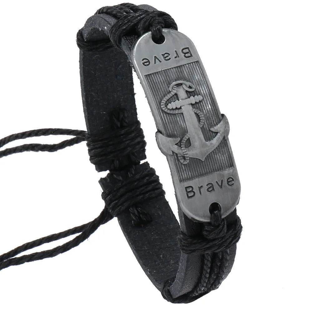 Leather Anchor Bracelet