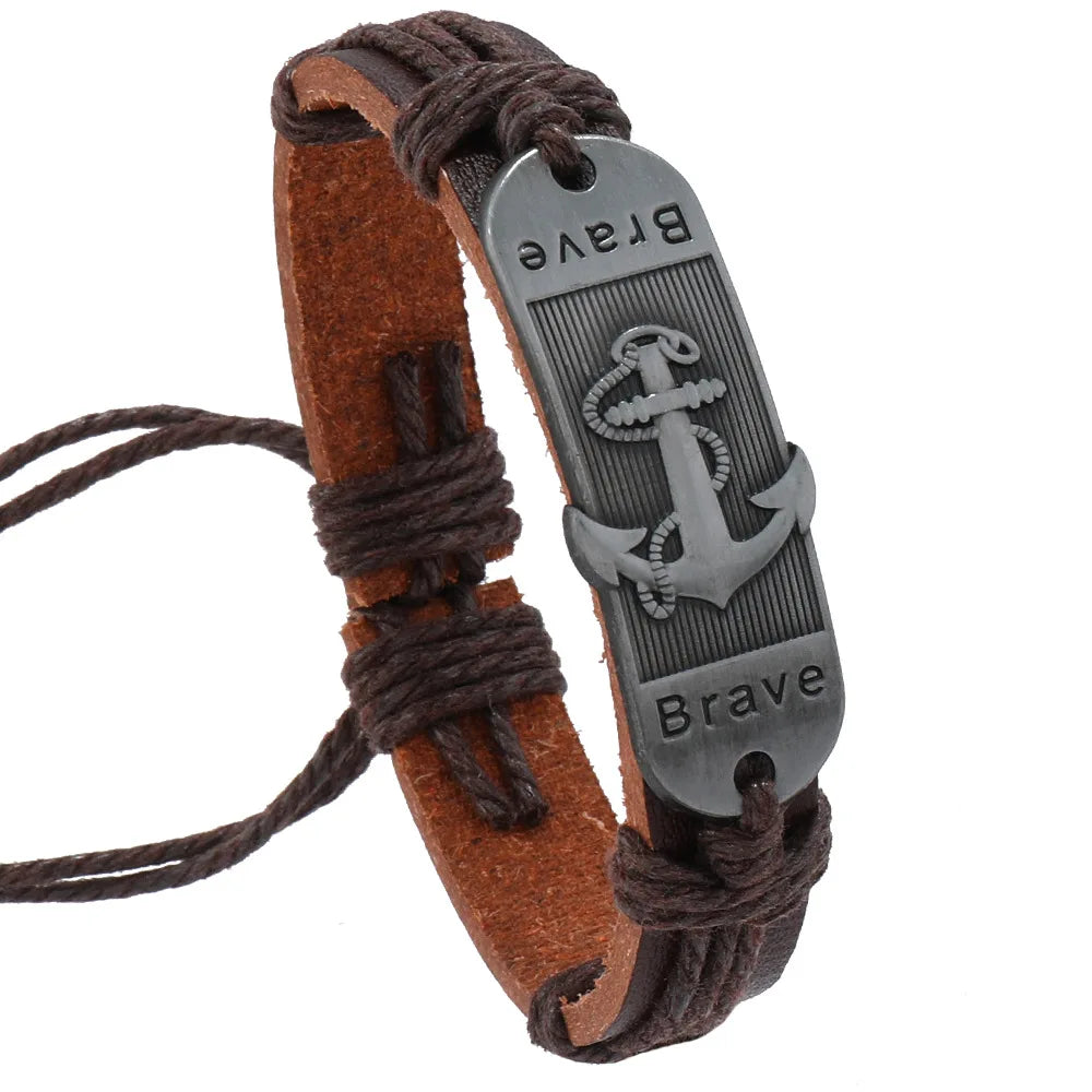 Leather Anchor Bracelet