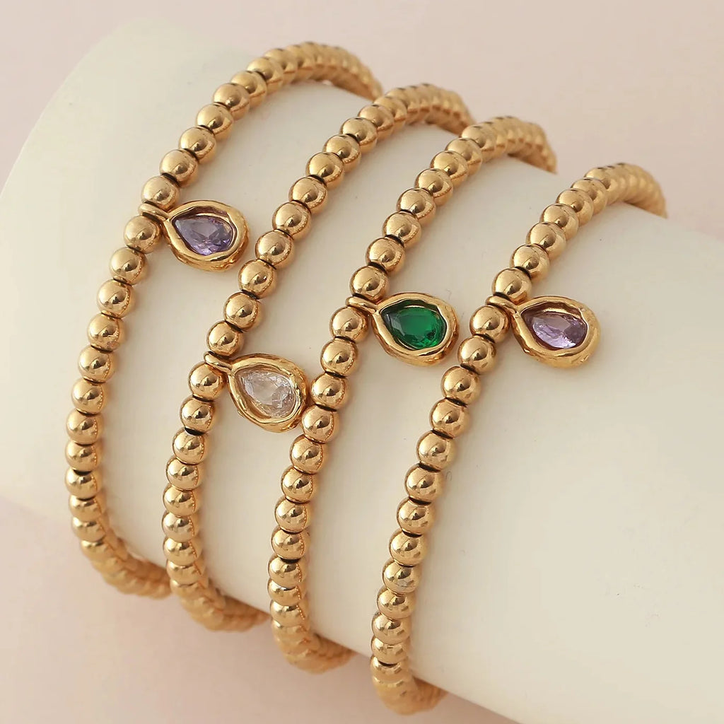 Gold-plated bracelet with birthstone for women