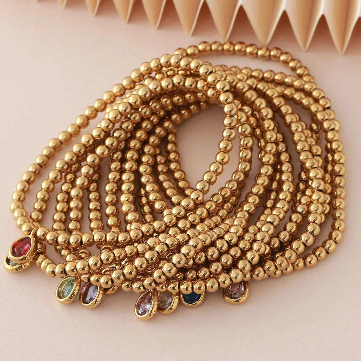 Gold-plated bracelet with birthstone for women