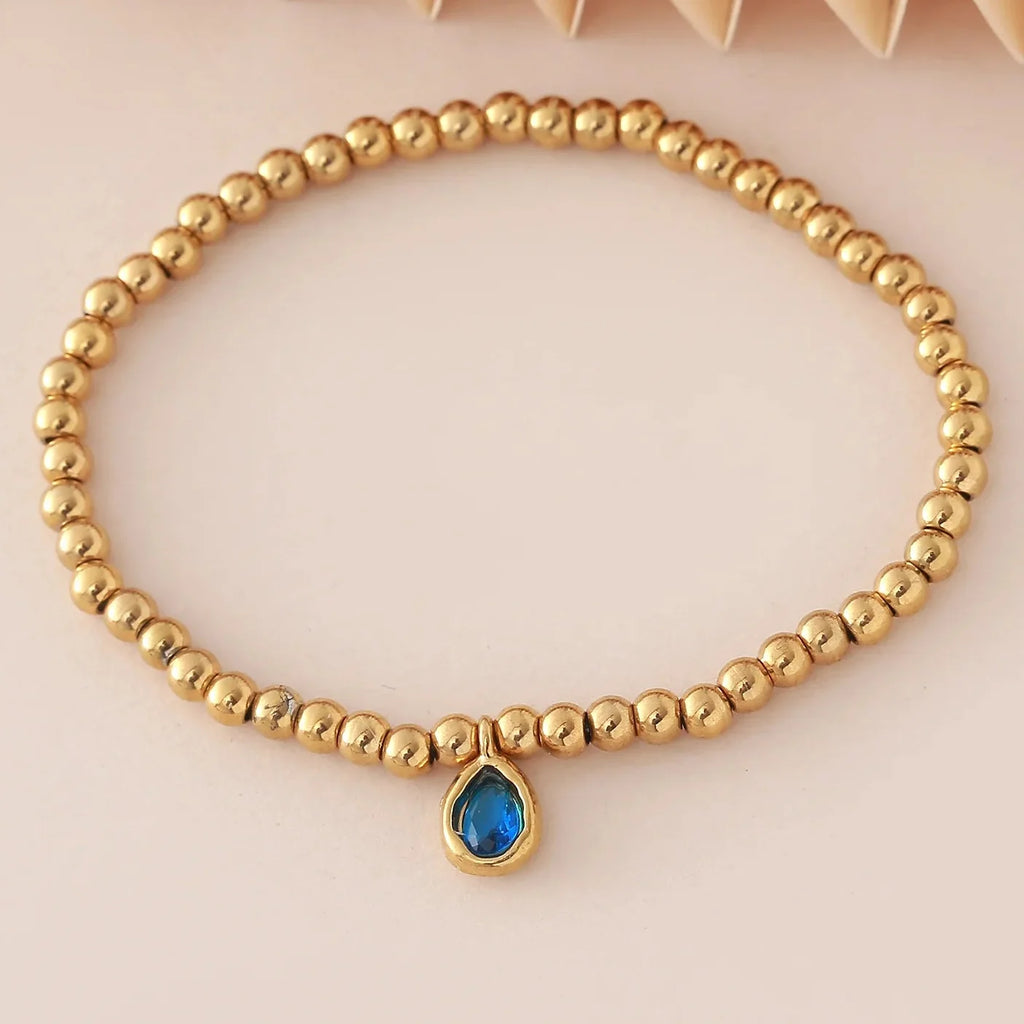 Gold-plated bracelet with birthstone for women