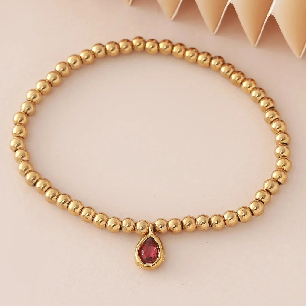 Gold-plated bracelet with birthstone for women