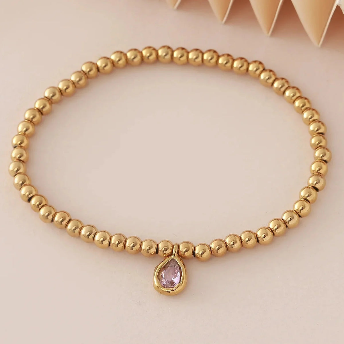 Gold-plated bracelet with birthstone for women