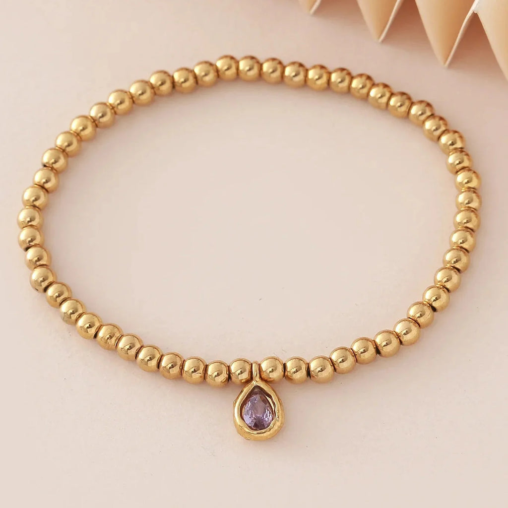 Gold-plated bracelet with birthstone for women