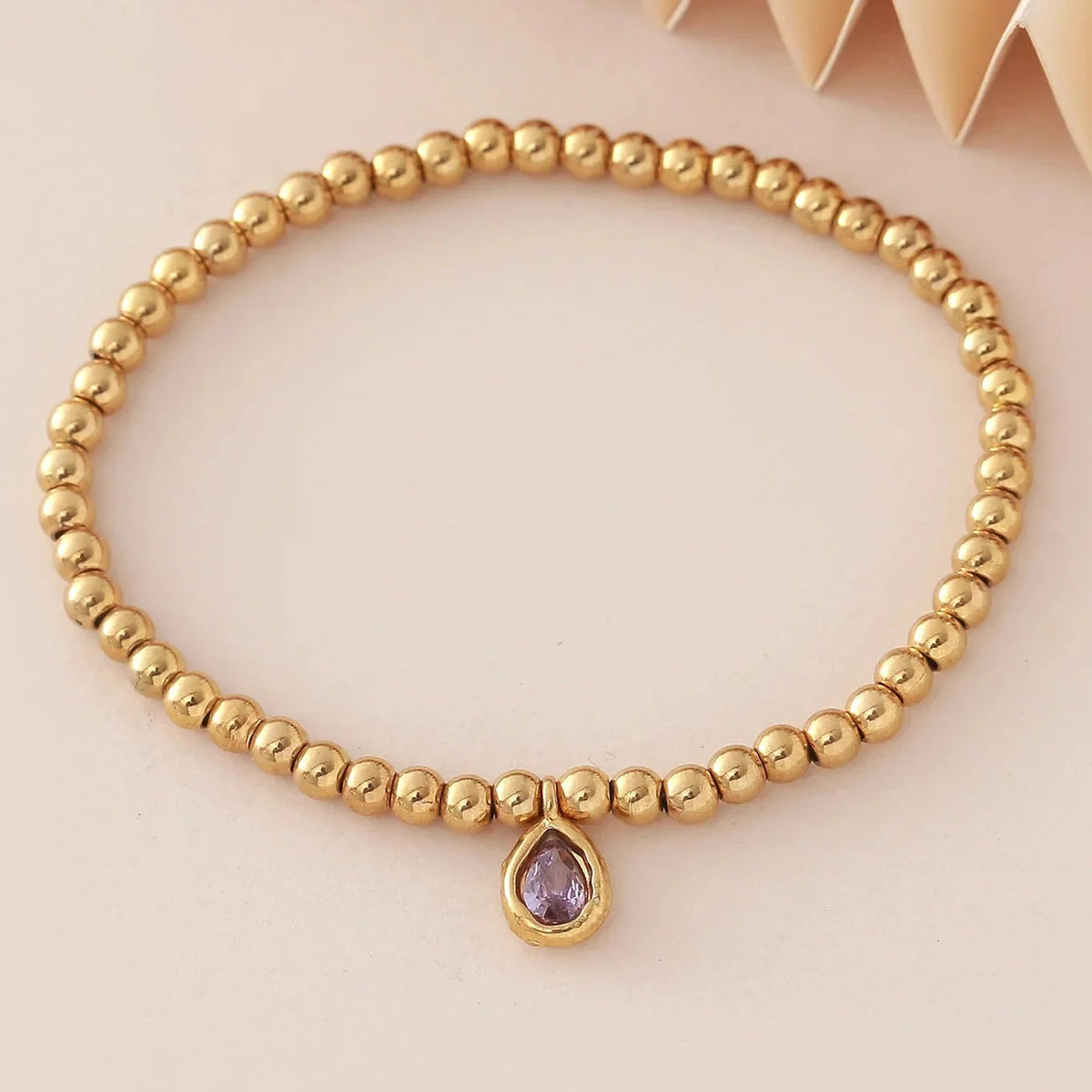 Gold-plated bracelet with birthstone for women