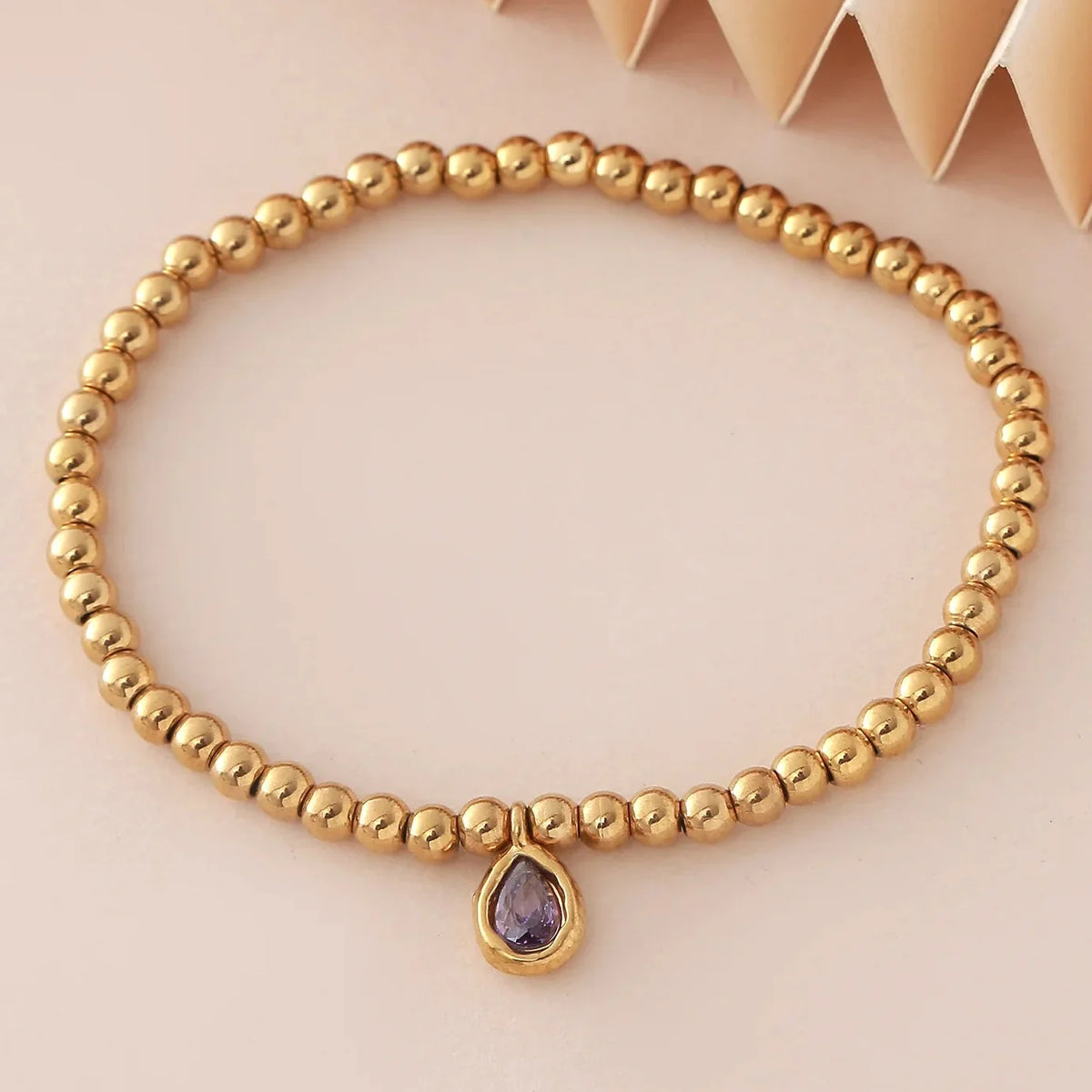 Gold-plated bracelet with birthstone for women