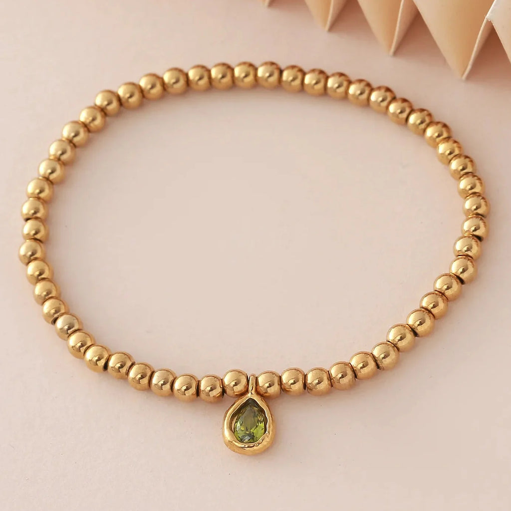 Gold-plated bracelet with birthstone for women