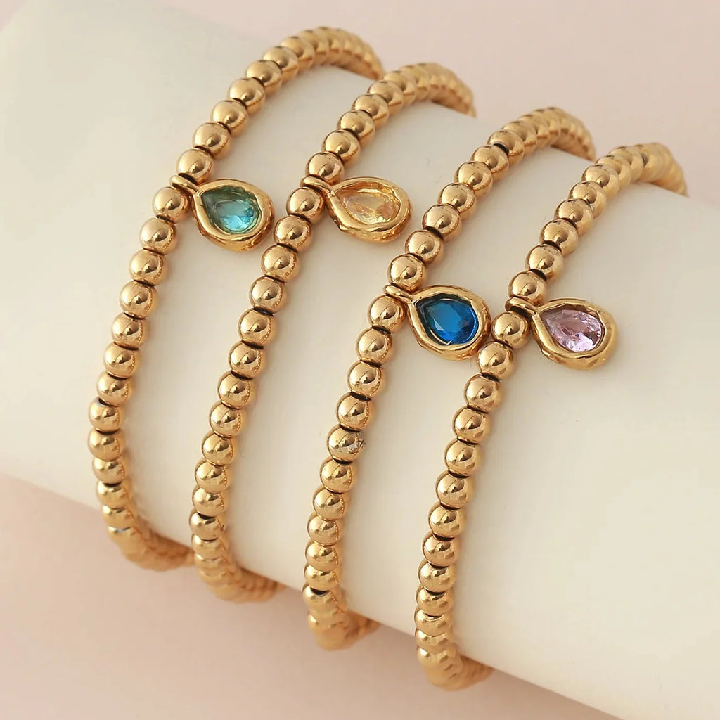 Gold-plated bracelet with birthstone for women