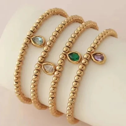 Gold-plated bracelet with birthstone for women