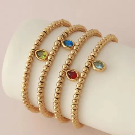 Gold-plated bracelet with birthstone for women