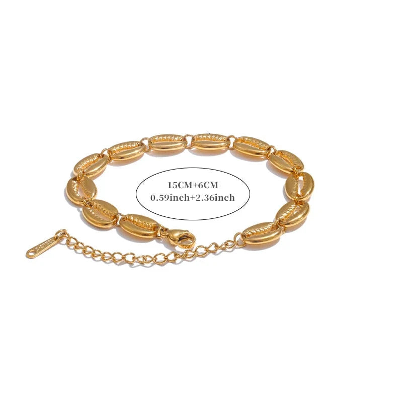 Gold-plated cowrie shell bracelet