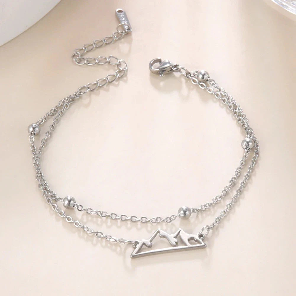 Double Bracelet with Silver Mountain Pendant