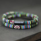 Multicolored Ethnic Double Braided Bracelet green