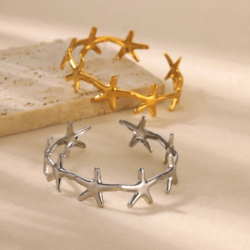 Elegant Bracelet Shells Starfish and Scallop Starfish Silver