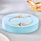 Elegant Pink Tulip Flower Bracelet