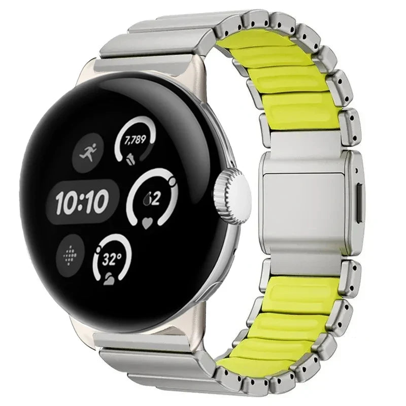Stainless steel band for Google Pixel Watch 3, 4, 45mm gray and apple green