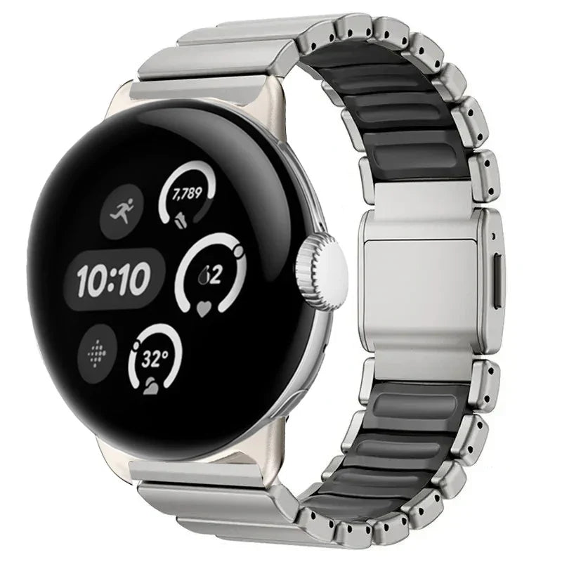 Stainless steel band for Google Pixel Watch 3, 4, 45mm silver and black