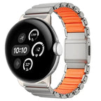 Stainless steel band for Google Pixel Watch 3, 4, 45mm silver and orange