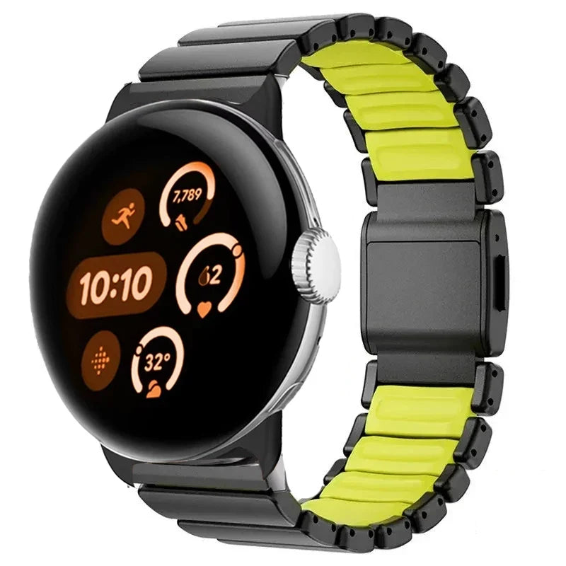 Stainless steel band for Google Pixel Watch 3, 4, 45mm black and yellow