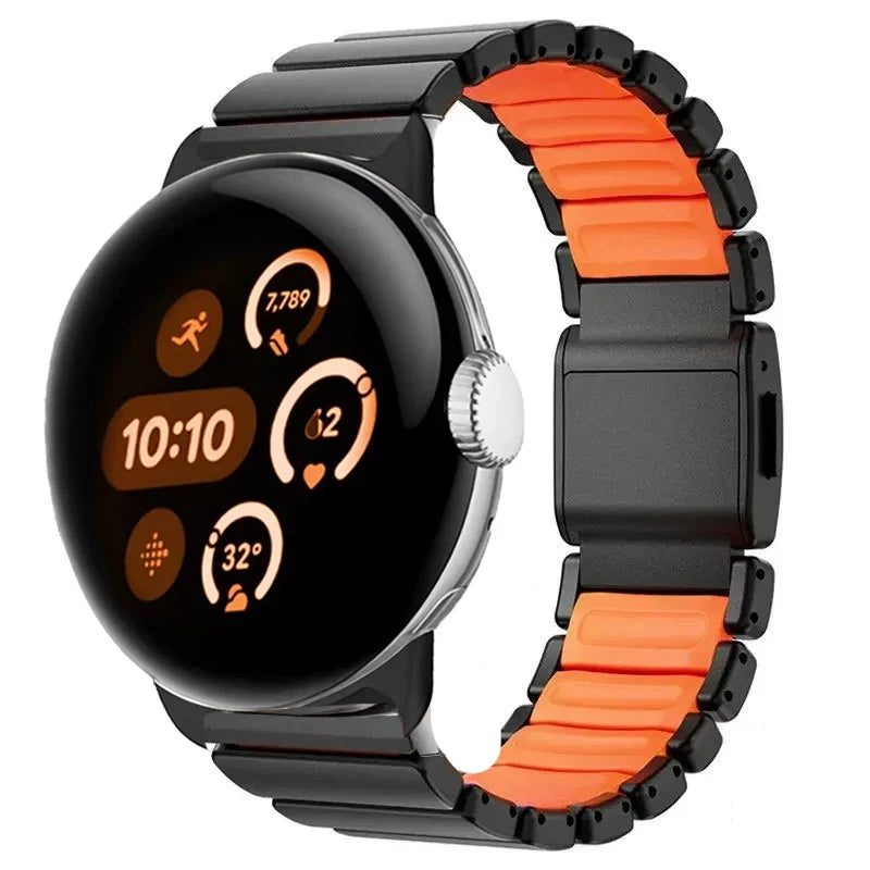 Stainless steel band for Google Pixel Watch 3, 4, 45mm black and orange