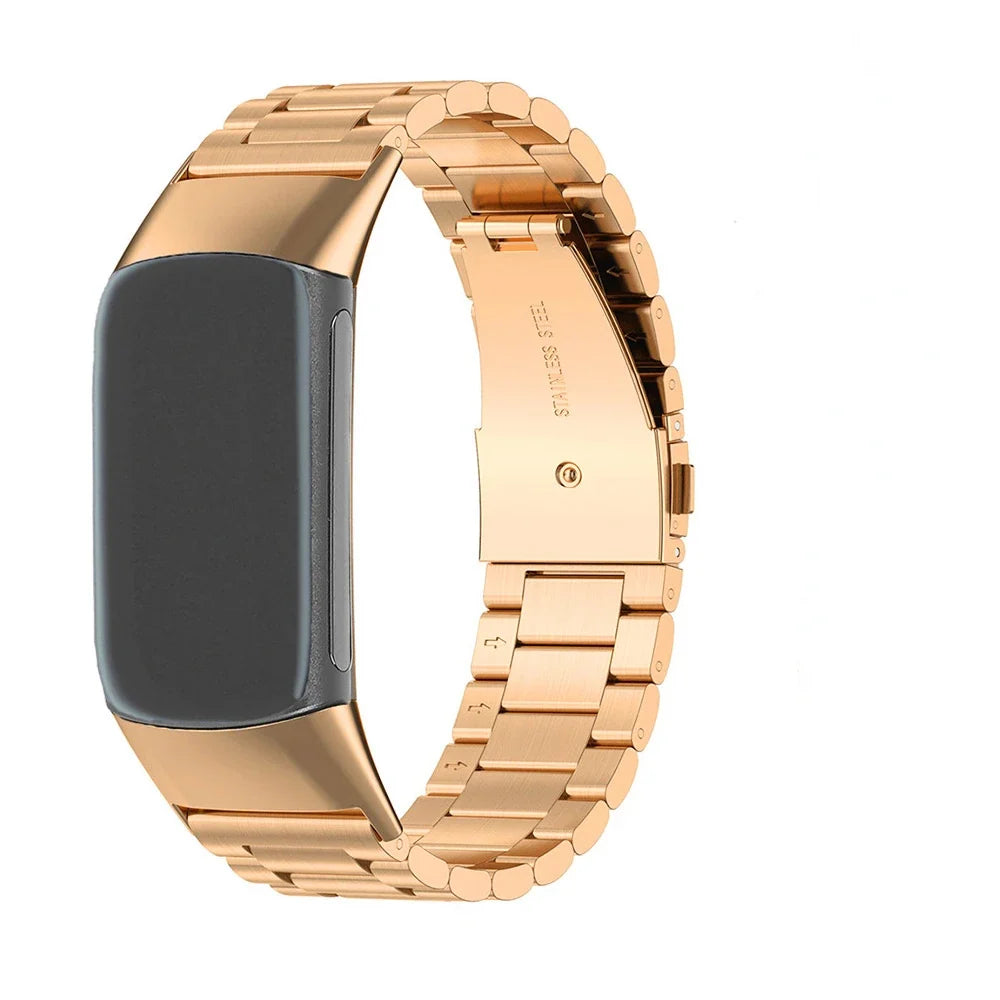 Stainless steel watch band for Fitbit Charge 5, Charge 6 rose gold