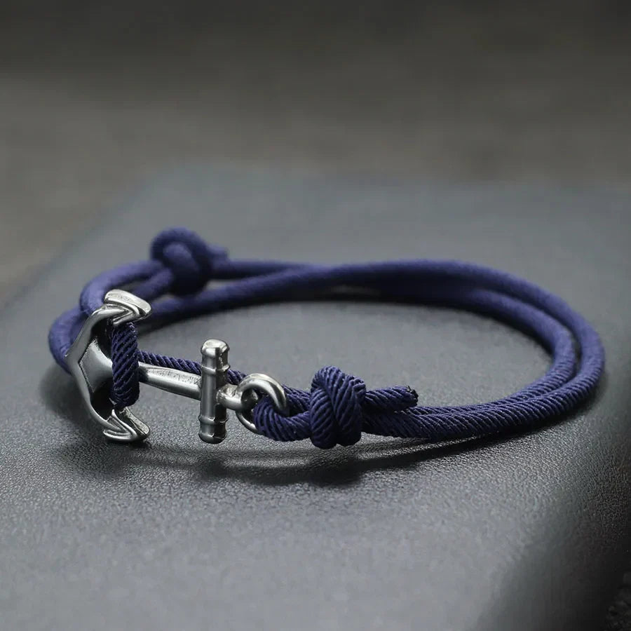 Navy blue anchor rope bracelet