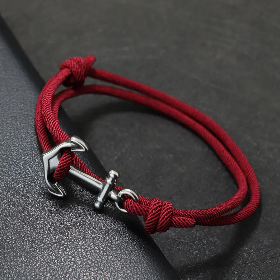 Burgundy anchor rope bracelet