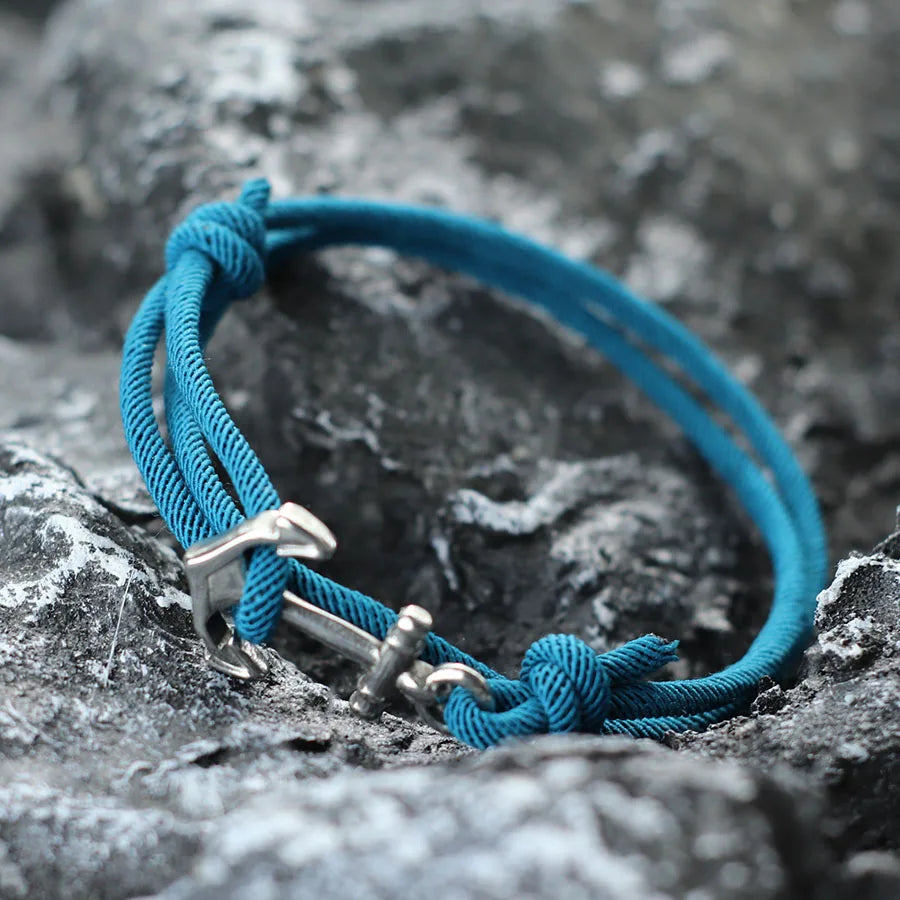 Blue anchor rope bracelet