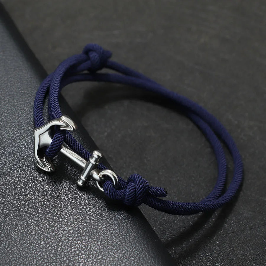 Navy blue anchor rope bracelet
