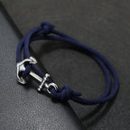 Navy blue anchor rope bracelet