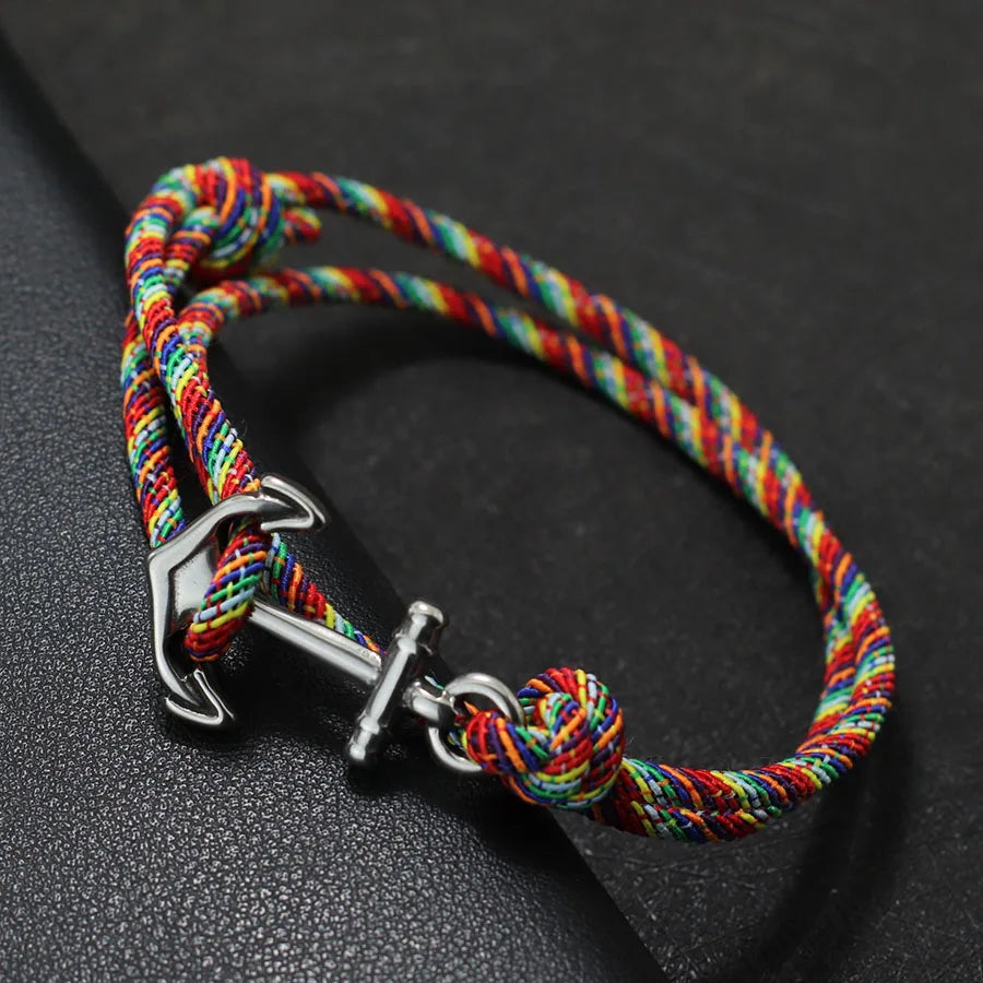 Multicolor anchor rope bracelet