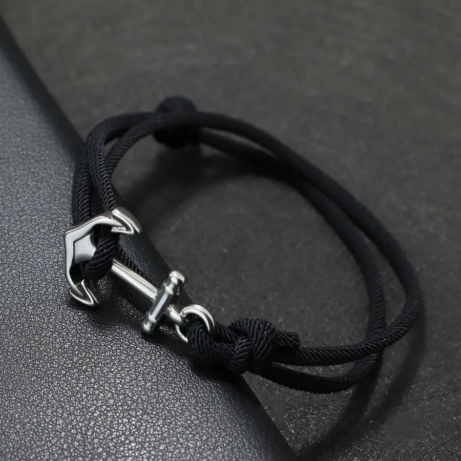 Black anchor rope bracelet