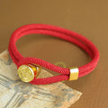 Rope Bracelet with Red Nautical Compass Rose