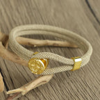 Rope Bracelet with Beige Nautical Compass Rose