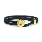 Rope Bracelet with Black Nautical Compass Rose