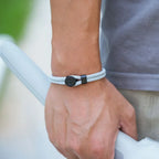 Cord Bracelet with Black Compass Grey Wind Rose