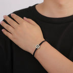 Rope bracelet with the Jewish symbol, the Star of David in black and silver