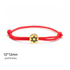 Rope bracelet with the Jewish symbol, the Star of David in red and gold