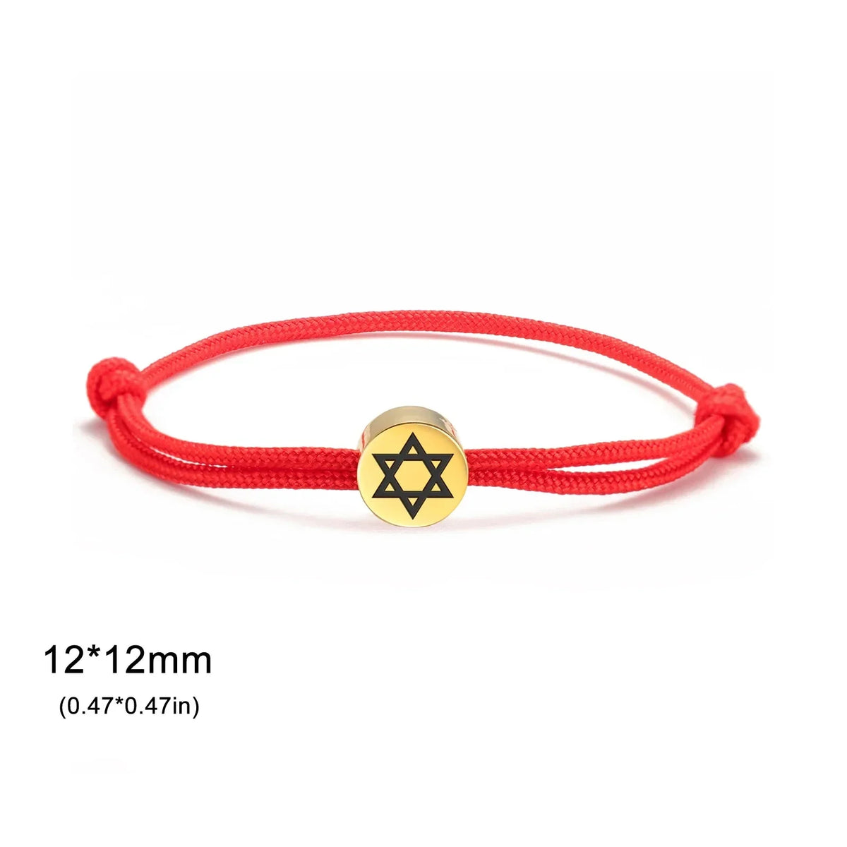 Rope bracelet with the Jewish symbol, the Star of David in red and gold
