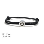 Rope bracelet with the Jewish symbol, the Star of David in black and silver